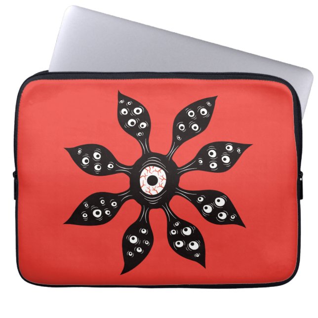 Capa Para Notebook Horror Flor Ocular Cura Macabra Preto Vermelho (Frente)