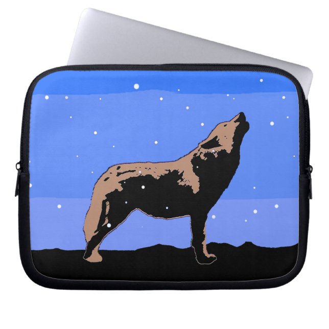 Capa Para Notebook Howling Wolf no inverno - Arte original sobre a vi (Frente)