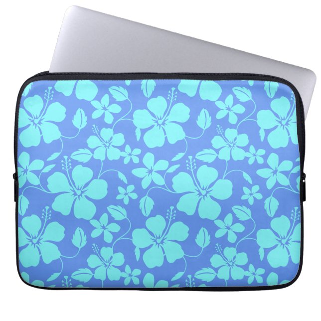 CAPA PARA NOTEBOOK HULA HAVAIANA (HIBÍSCO) PERIWINKLE/TEAL (Frente)