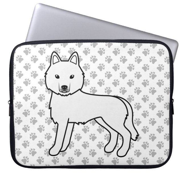 Capa Para Notebook Husky Siberiano Branco Cachorro de Desenho Animado (Frente)