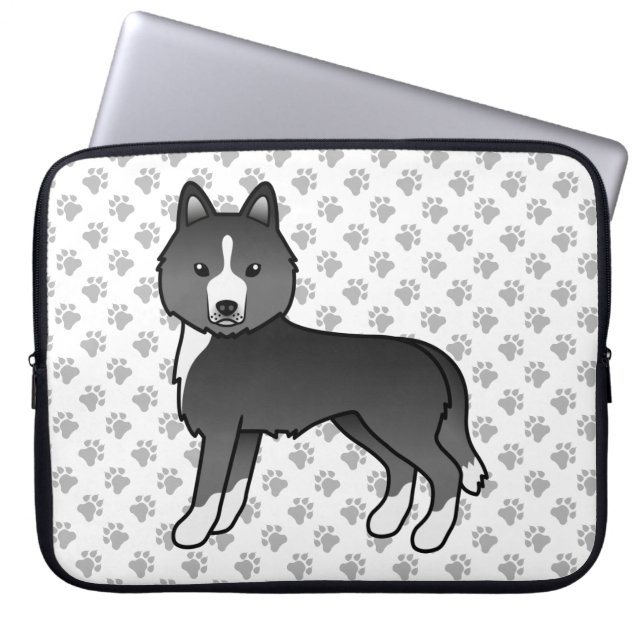 Capa Para Notebook Husky Siberiano Mostly Black Cachorro Cartoon Fofo (Frente)
