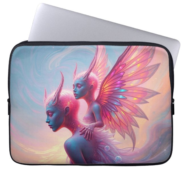 Capa Para Notebook Hüterinnen des Himmels – Elara & Vireya (Frente)