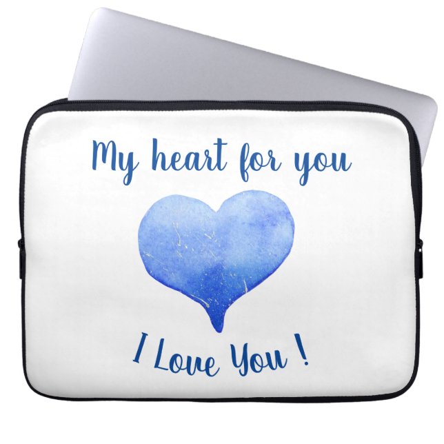 Capa Para Notebook I Love You Cute Blue Heart Valentine's Day     (Frente)
