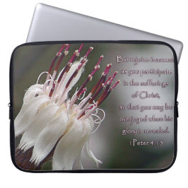 Capa Para Notebook I Peter 4:13 Inspirational Floral