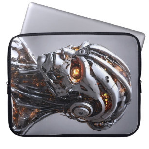 Capa Para Notebook IA Avançada Chrome Android Ciborgue Futurista