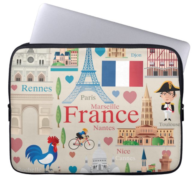 Capa Para Notebook Ícones bonitos de France (Frente)