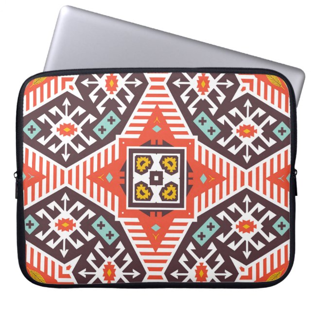 Capa Para Notebook Ikat Aztec: Textura em striping étnico (Frente)