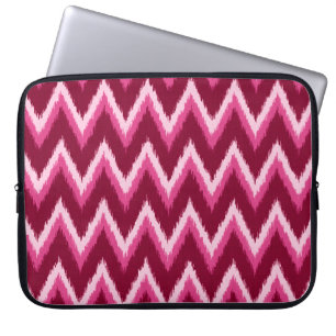 Capa Para Notebook Ikat Chevron Stripes - Burqundy, Rosa e Rosa
