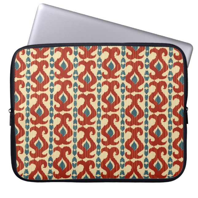 Capa Para Notebook Ikat Elegance: Design de padrões sem costura. (Frente)
