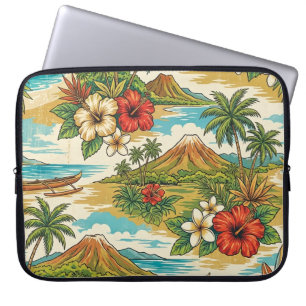 Capa Para Notebook Ilha do Hibisco Havaiano Cênico - Traje Molhado Br