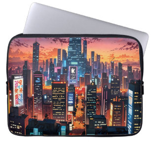 Capa Para Notebook Illustration of a big city at night