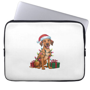 Capa Para Notebook Iluminação de Natal Chapéu de Papai Noel Cão Thai