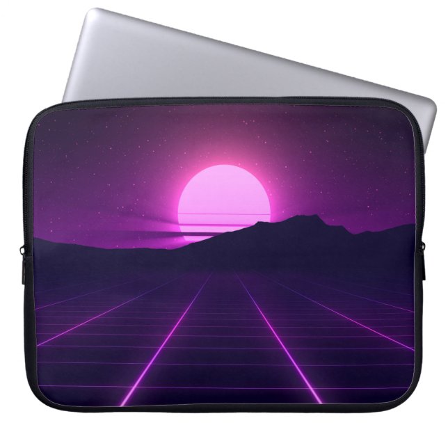 Capa Para Notebook Ilusão de Fundo Retroativo 80s com elementos 3D (Frente)