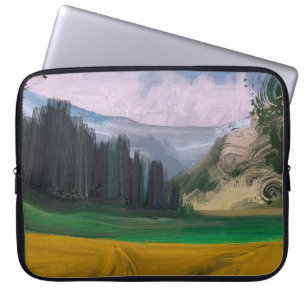 Capa Para Notebook Ilustração 2d. Arte paisagística da pintura a óleo