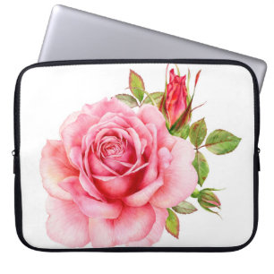 Capa Para Notebook Ilustração aquosa de uma delicada rosa wi