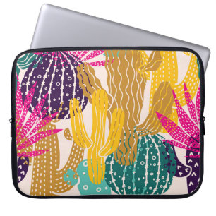 Capa Para Notebook Ilustração Bonita De Cactus Vintage Sem Olhos.