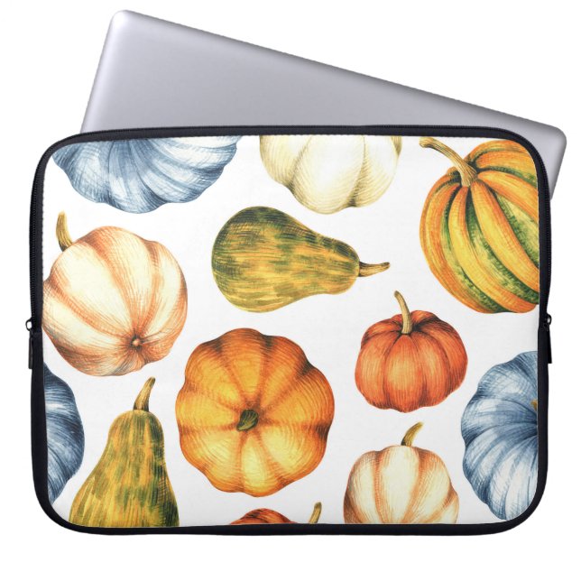 Capa Para Notebook Ilustração da Abóbora: Padrão de Aquarela Sem Cost (Frente)