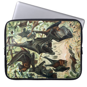 Capa Para Notebook Ilustração da ciência negra de morcegos de raposa