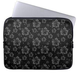 Capa Para Notebook Ilustração da Flor Preta em Fundo Preto