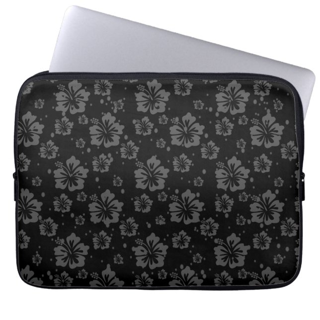 Capa Para Notebook Ilustração da Flor Preta em Fundo Preto (Frente)