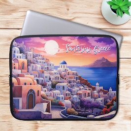 Capa Para Notebook Ilustração da Ilha Sunset Santorini | Viagem Art