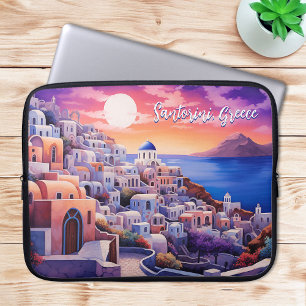 Capa Para Notebook Ilustração da Ilha Sunset Santorini Viagem Art