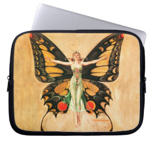 Capa Para Notebook Ilustração da Mulher Voando Borboleta Flapper