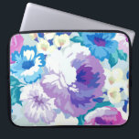 Capa Para Notebook Ilustração das Aquarelas das Flores de Verão<br><div class="desc">Flores de verão coloridas e tendências ilustram aquarelas com cor azul roxa e branca.</div>