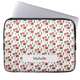 Capa Para Notebook Ilustração de Aquarela de Cerejas Doce Monogramada