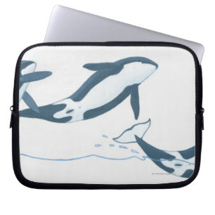 Capa Para Notebook Ilustração de baleias de assassino (orca do