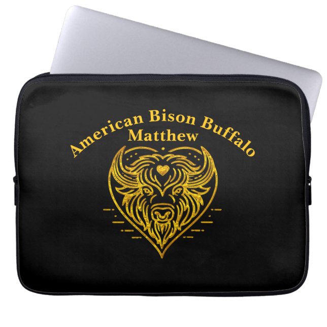Capa Para Notebook Ilustração de Búfalo Bisonte em Desenho de Coração (Frente)