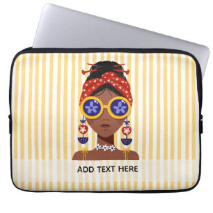 Capa Para Notebook Ilustração de Cabeça de Mulher Colorida em Laptop 