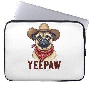 Capa Para Notebook Ilustração de cachorro ocidental YeePaw Pug Cowboy