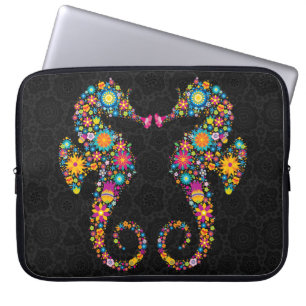 Capa Para Notebook Ilustração de Cavalos Florais Cores, Cuta