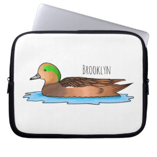 Capa Para Notebook Ilustração de desenho animado de ave-wigeon americ
