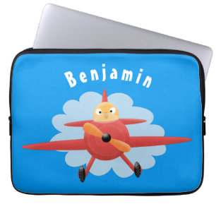 Capa Para Notebook Ilustração de desenho animado de avião vermelho-vo