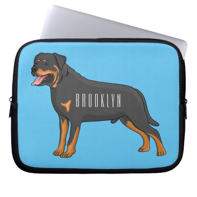 Capa Para Notebook Ilustração de desenho animado de cão rottweiler (Frente)
