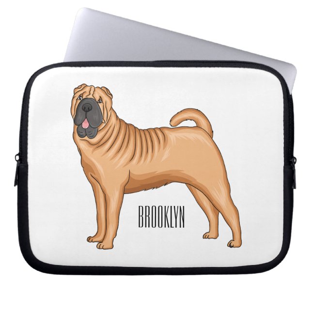 Capa Para Notebook Ilustração de desenho animado de cão Shar-Pei chin (Frente)