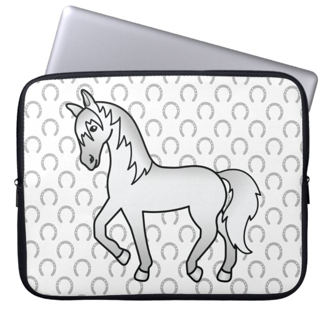 Capa Para Notebook Ilustração de desenho animado de cavalo trotando c (Frente)