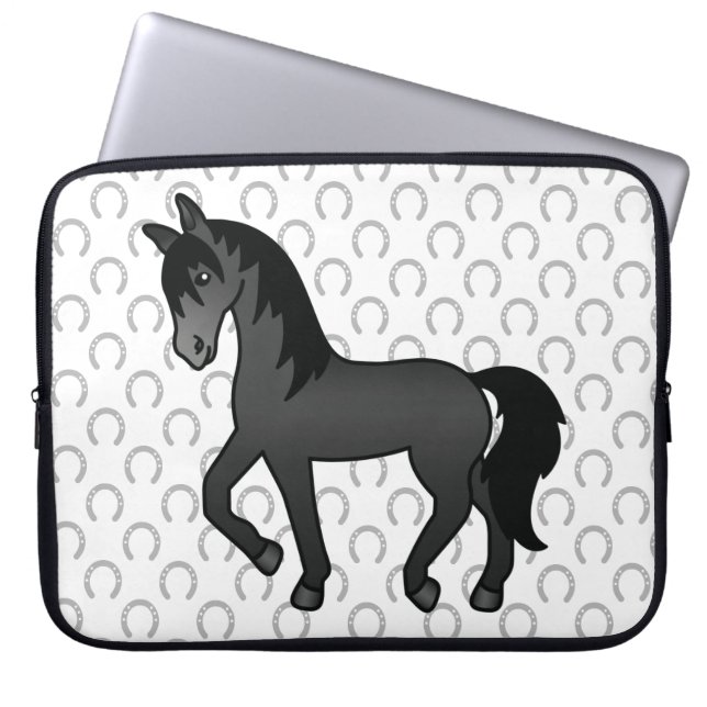 Capa Para Notebook Ilustração de desenho animado de cavalo trotando p (Frente)