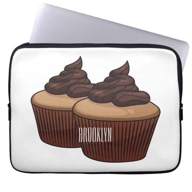Capa Para Notebook ilustração de desenho animado de cupcake (Frente)