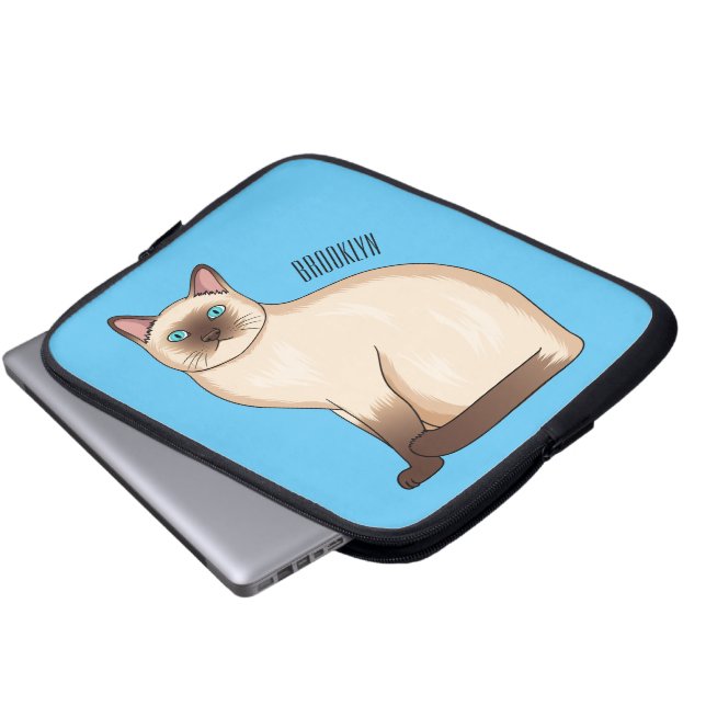 Capa Para Notebook Ilustração de desenho animado de gato siamês (Frente Inferior)