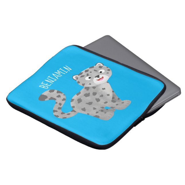Capa Para Notebook Ilustração de desenho animado de leopardo-da-neve (Frente Topo)