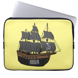 Capa Para Notebook Ilustração de desenho animado de navio pirata