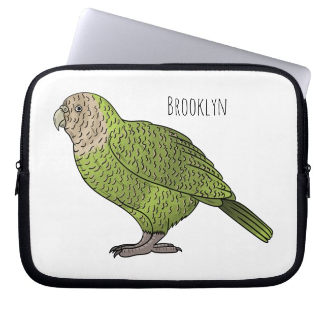 Capa Para Notebook Ilustração de desenho animado de pássaro Kakapo (Frente)