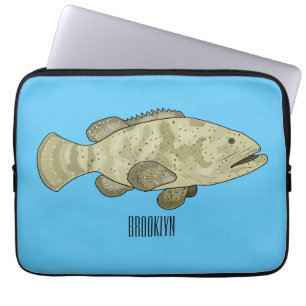 Capa Para Notebook Ilustração de desenho animado de peixe-grua