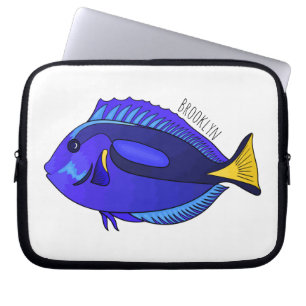 Capa Para Notebook Ilustração de desenho animado de peixe marrom azul
