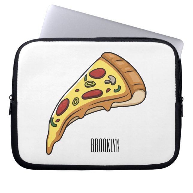 Capa Para Notebook Ilustração de desenho animado de pizza (Frente)
