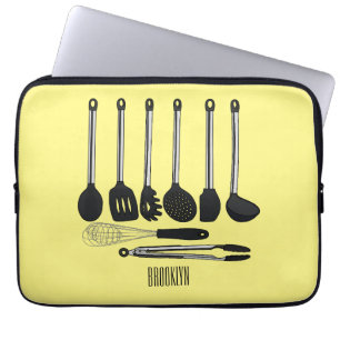 Capa Para Notebook Ilustração de desenho animado de utensílios de coz