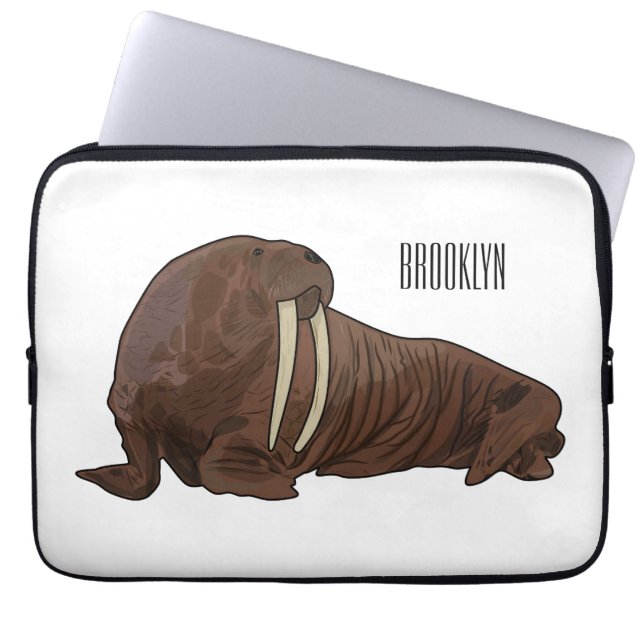 Capa Para Notebook Ilustração de desenho animado de Walrus (Frente)